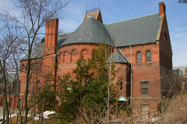 Alfred Smith Barnes Hall (1887) on Cornell Campus. Ithaca, NY. Style: Romanesque Revival. Architect: William Henry Miller.