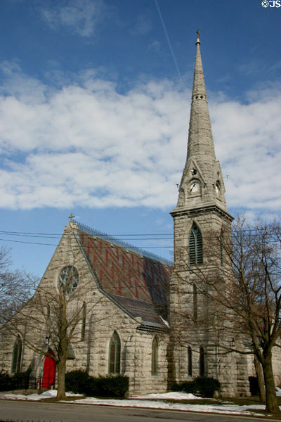 St Paul's Episcopal Church (1863) (101 E. Williams St.) with hip roof. Waterloo, NY. Style: Gothic Revival.