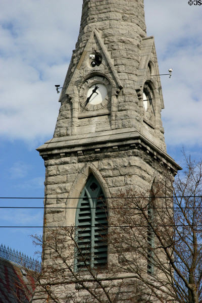 Clock tower & Gothic details of St. Paul's Episcopal Church. Waterloo, NY.