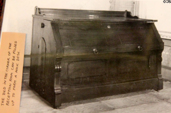 Photo showing how deathbed of Ulysses S. Grant folds into a cabinet at Grant Cottage SHS. Wilton, NY.