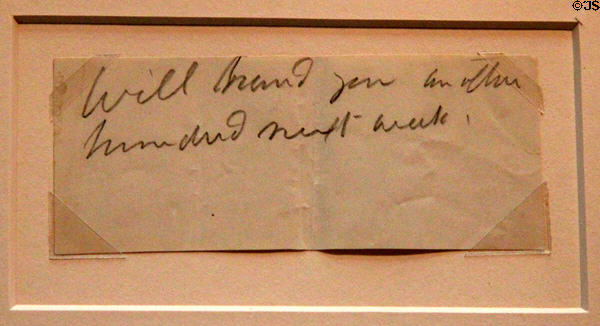 Note Grant wrote to communicate since throat cancer kept him from speaking at Grant Cottage SHS. Wilton, NY.