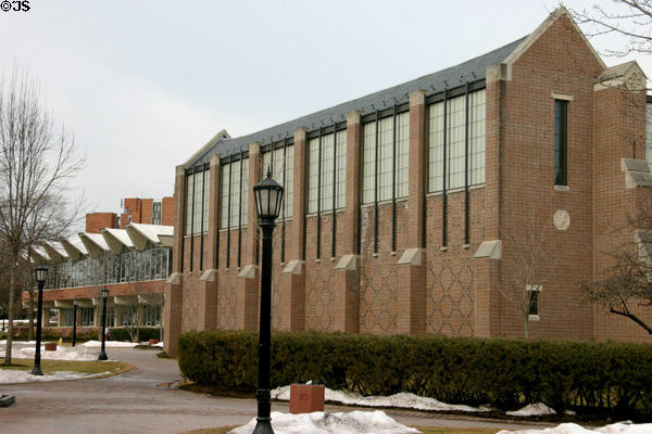 Campus Center (1965) (white roof) & Gibson Theatre (1956) at Elmira College. Elmira, NY.