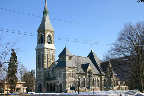 First Presbyterian Church (1860s) (6 W Pulteney Sq.). Bath, NY. Style: Gothic Revival. Architect: Jacob Wray Mould.