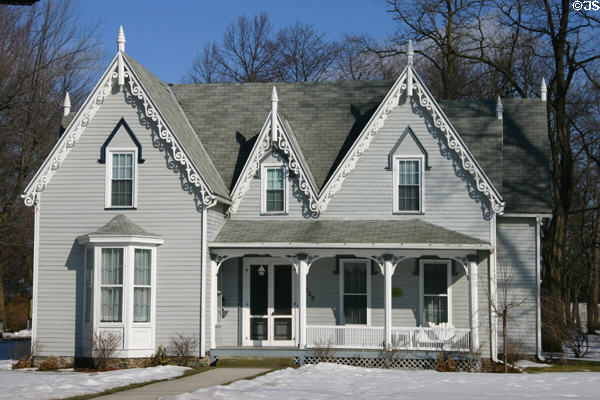 Gothic Revival style pattern book cottage (c1857) (226 Liberty St.). Bath, NY. Style: Gothic Revival.
