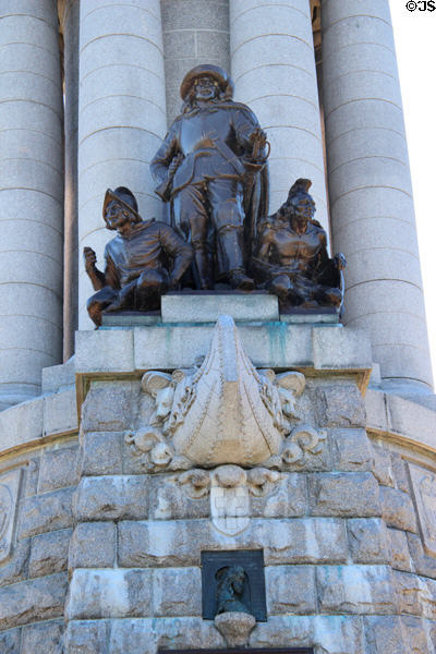 Sculpture of Samuel de Champlain on Tricentennial Monument. Crown Point, NY.