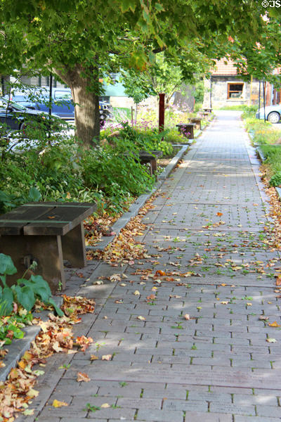 Appian Way sidewalk landscaping leading to Roycroft Campus Powerhouse Visitor Center. East Aurora, NY.