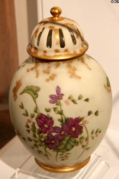 Hand painted vase (1891) by Bertha Crawford Hubbard at Roycroft Campus Powerhouse. East Aurora, NY.
