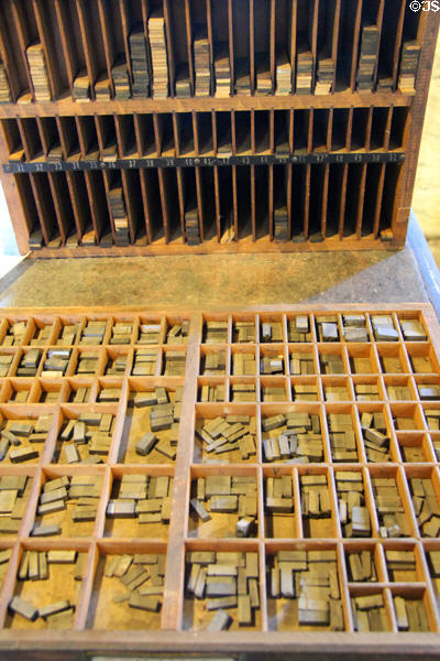 Type case box at Roycroft Print Shop. East Aurora, NY.