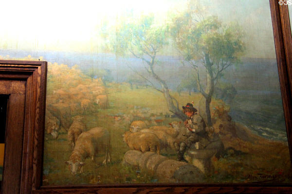 Lobby mural showing pastoral scene (1905) by Alexis Fournier at Roycroft Inn. East Aurora, NY.