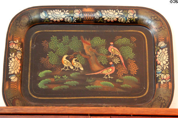 Toleware tray with birds at Millard Fillmore House. East Aurora, NY.