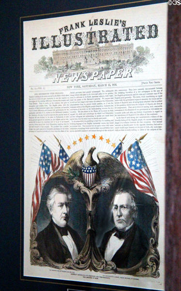 Millard Fillmore & Andrew J. Donelson of Know Nothing party reported in Frank Leslie's Illustrated Newspaper (March 15, 1856) at Millard Fillmore House. East Aurora, NY.