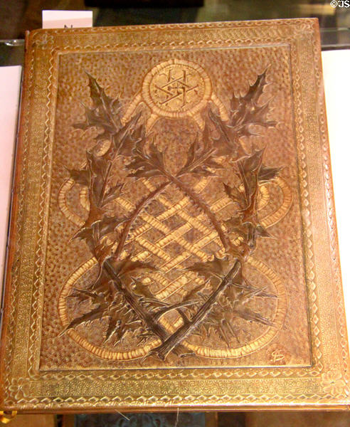 Book cover by Roycroft at Elbert Hubbard Roycroft Museum. East Aurora, NY.