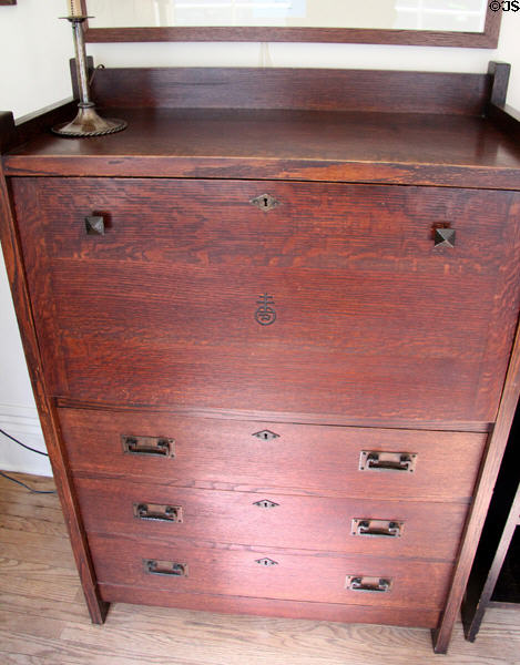 Roycroft chest with drawers at Elbert Hubbard Roycroft Museum. East Aurora, NY.