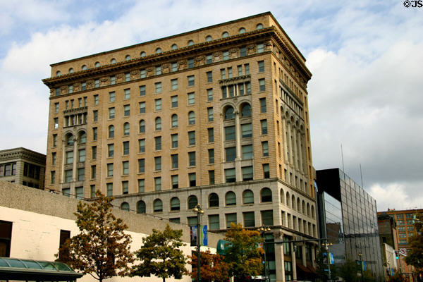 Granite department store building (1893) (12 floors) (130 E Main St.). Rochester, NY. Style: Renaissance Revival. Architect: J. Foster Warner. On National Register.