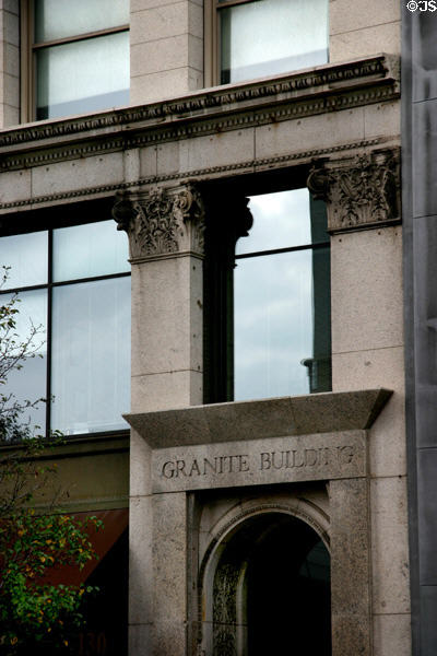 Granite Building doorway details. Rochester, NY.
