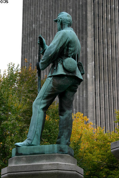 Infantry soldier bronze sculpture (1892) by Leonard W. Volk at Soldiers' & Sailors' Civil War Monument. Rochester, NY.