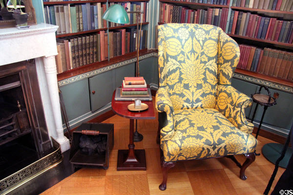 Wing chair where George Eastman posed for his bookplate at Eastman House. Rochester, NY.