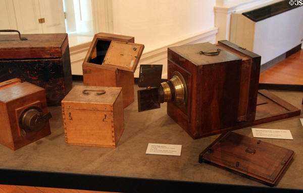 Early wooden box cameras (1850s) at Eastman House. Rochester, NY.