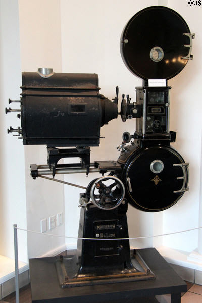 Motiograph Deluxe projector (c1928) by Enterprise Optical Co., Chicago IL at Eastman House. Rochester, NY.