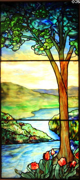 Sunset Scene stained glass window (after 1915) by Tiffany Studios at Memorial Art Gallery. Rochester, NY.