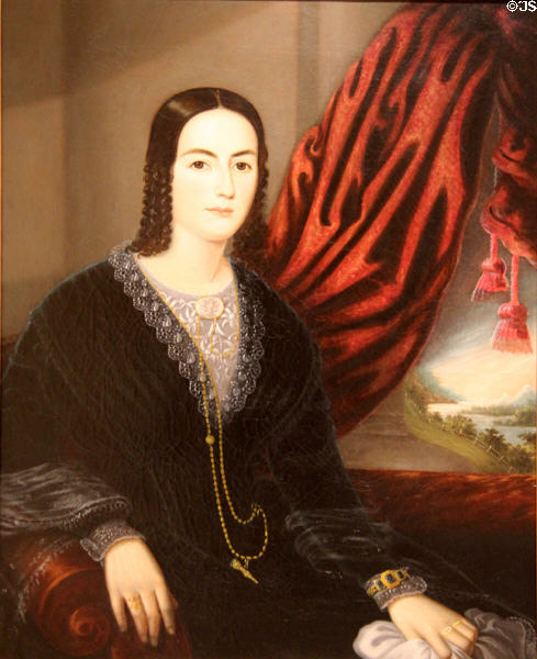 Portrait of Angeline Wildey Dixon (c1840-60) attrib. Jefferson Gauntt at Memorial Art Gallery. Rochester, NY.