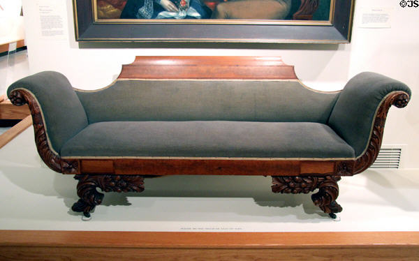 American walnut Empire sofa (19thC) at Memorial Art Gallery. Rochester, NY.