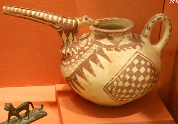 Iranian ceramic spouted vessel (c1500 BCE) at Memorial Art Gallery. Rochester, NY.