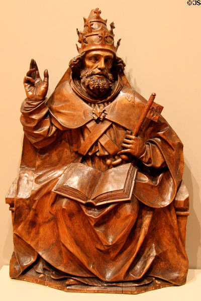 German wood carving (1500-10) of St Peter by Master of Tiffen Altarpiece at Memorial Art Gallery. Rochester, NY.