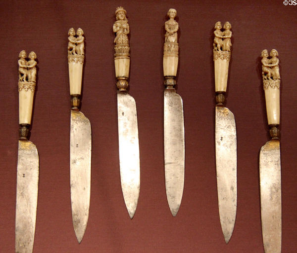 French ivory wedding cutlery (c1550) at Memorial Art Gallery. Rochester, NY.