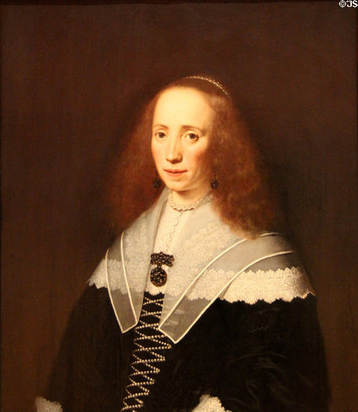 Portrait of Eva Bicker (1640) by Dirck van Santvoort of Netherlands at Memorial Art Gallery. Rochester, NY.