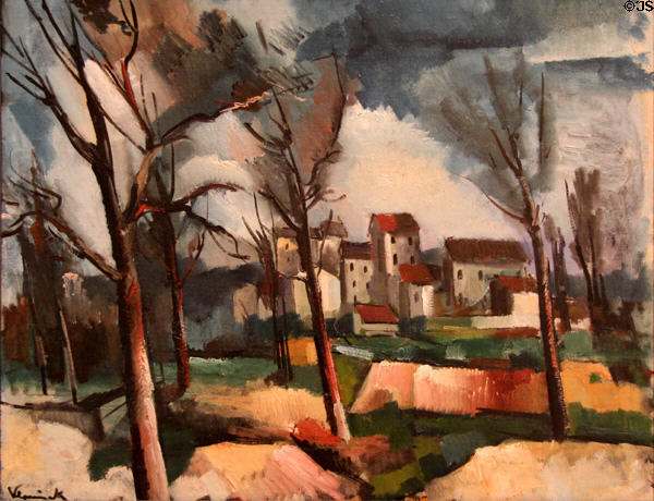 Houses & Trees painting (c1911) by Maurice de Vlaminck at Memorial Art Gallery. Rochester, NY.