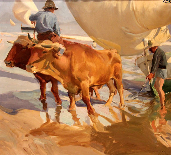 Oxen on the Beach painting (1910) by Joaquin Sorolla y Bastida at Memorial Art Gallery. Rochester, NY.