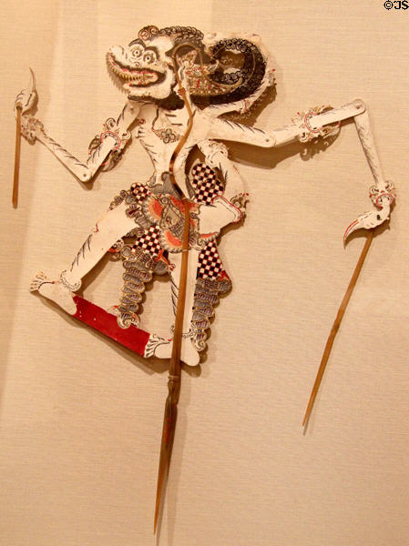 Javanese shadow puppet (Wayang Kulit) (c1800s) from Indonesia at Memorial Art Gallery. Rochester, NY.