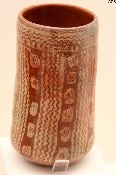 Jalisco clay cylinder vessel (200 BCE-500 CE) from West Mexico at Memorial Art Gallery. Rochester, NY.