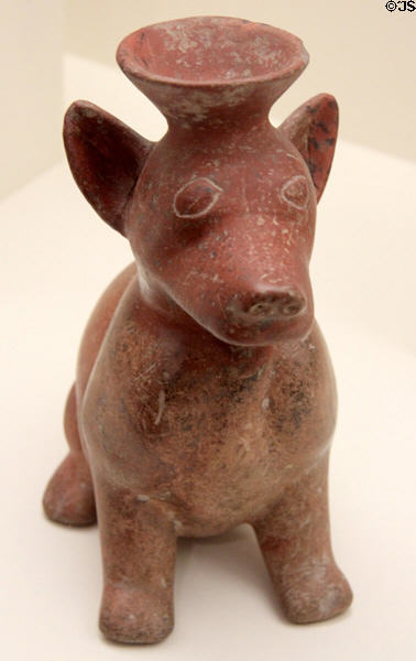 Mexican Colima-culture clay dog vessel (200 BCE-500) at Memorial Art Gallery. Rochester, NY.