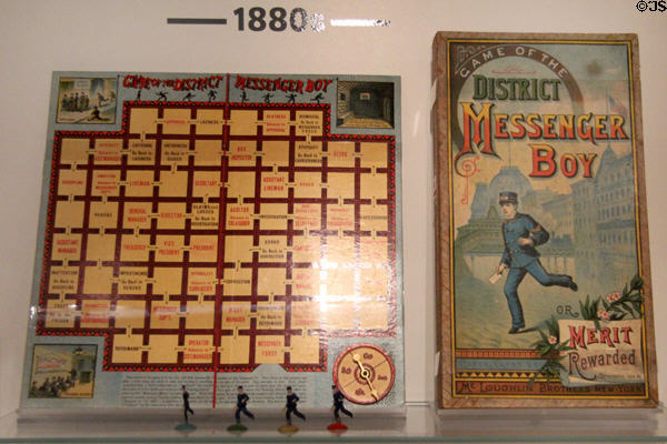 District Messenger Boy or Merit Rewarded board game (1886) by McLoughlin Bros. at The Strong National Museum of Play. Rochester, NY.