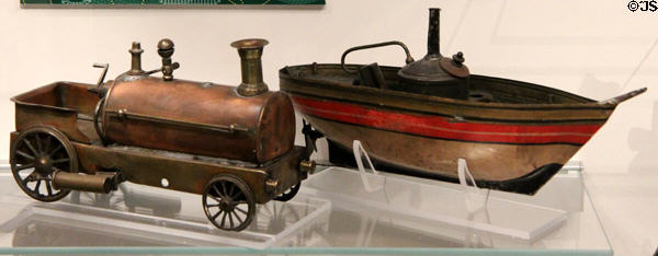 Toy steam engine & steam boat at The Strong National Museum of Play. Rochester, NY.