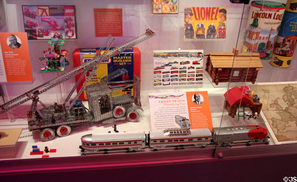 Lionel train set, Erector Master Builder Set & Lincoln Logs at The Strong National Museum of Play. Rochester, NY.
