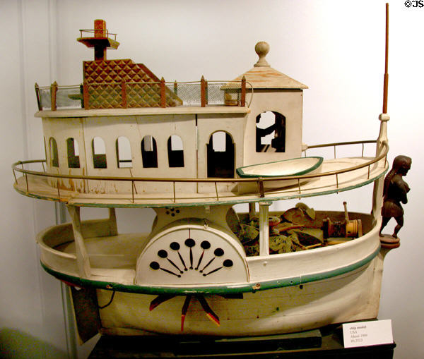 Wooden sidewheeler model toy (c1900) at The Strong National Museum of Play. Rochester, NY.