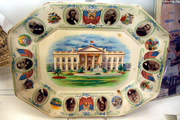 Serving platter with White House & presidents (1898-1916) by French China Co. of Sebring, OH at The Strong National Museum of Play. Rochester, NY.