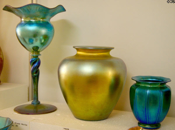 Blue & gold Aurene vases (c1910-20) by Steuben Glass of Corning, NY at The Strong National Museum of Play. Rochester, NY.
