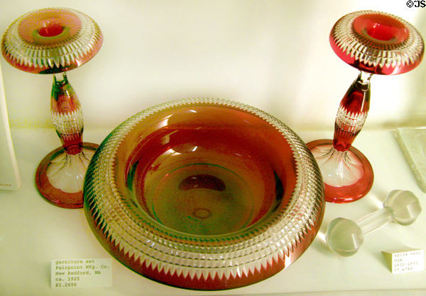 Garniture glass set (c1925) by Pairpoint Mfg. Co. of New Bedford, MA at The Strong National Museum of Play. Rochester, NY.