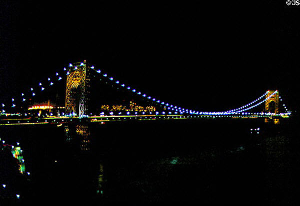 George Washington Bridge lit at night. New York, NY.