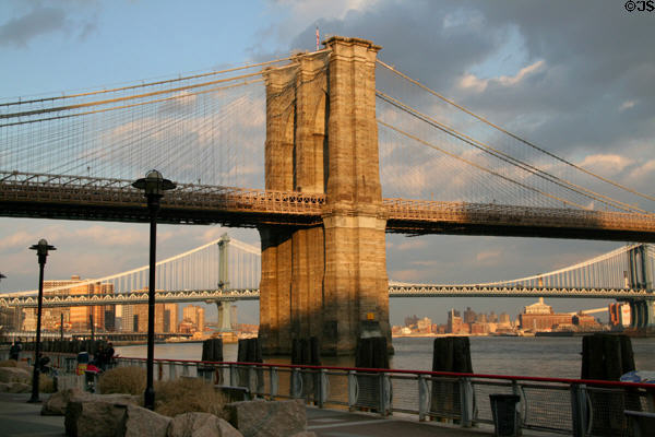 Brooklyn Bridge & Manhattan at sunset. New York, NY.