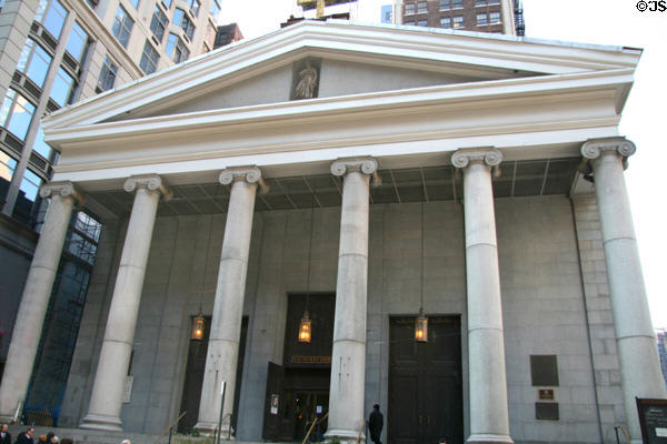 St Peter's Roman Catholic Church (1840) (22 Barclay St.). New York, NY. Style: Greek Revival. Architect: John R. Haggerty & Thomas Thomas. On National Register.