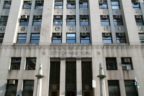City of New York Department of Health, Hospitals & Sanitation building (1932-5) (125 Worth St.). New York, NY. Style: Art Deco. Architect: Charles B. Meyers.