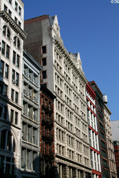 Streetscape along Broadway with Rouss, Scholastic & Little Singer Buildings. New York, NY.