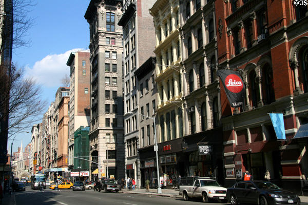 Streetscape up Broadway from Bond St. New York, NY.