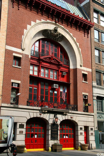 Fire Engine Company #33 (1898) (44 Great Jones St.). New York, NY. Style: Beaux Arts. Architect: Ernest Flagg & Walter B. Chambers. On National Register.