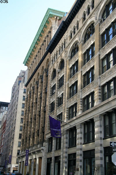 Streetscape of Washington Place with NYU buildings. New York, NY.